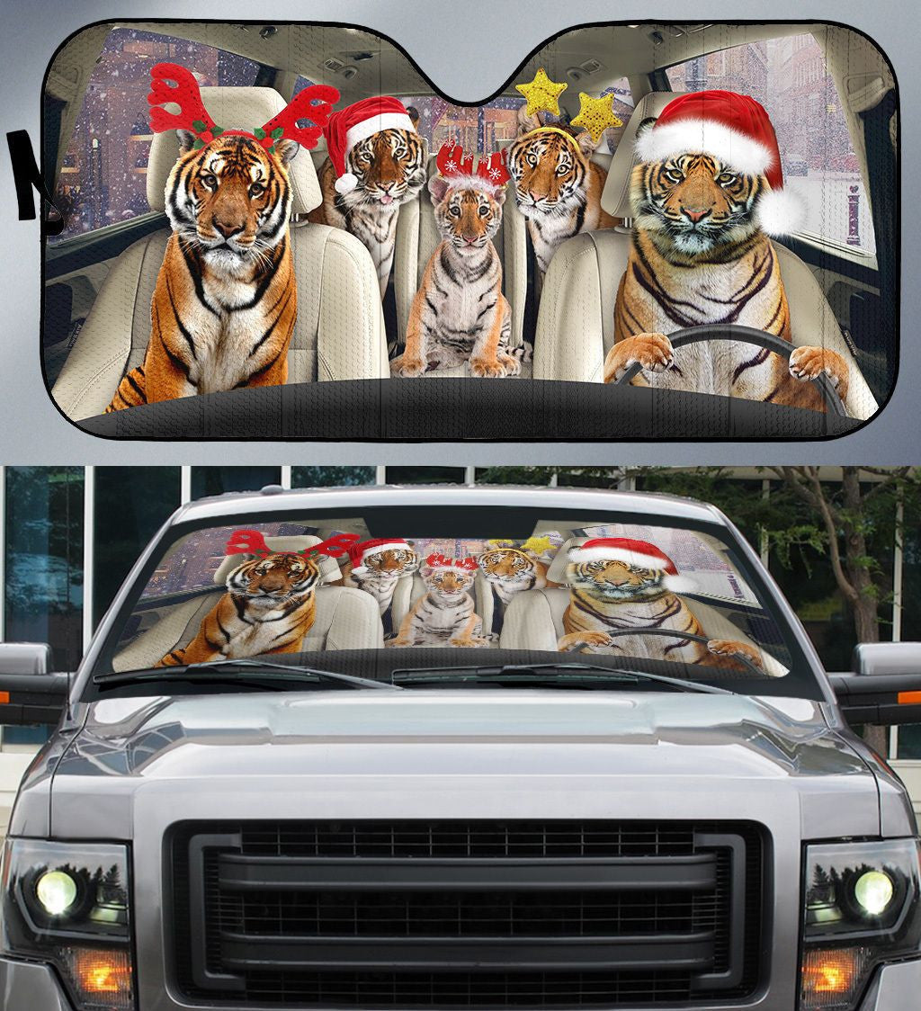 Tiger Family Christmas Auto Car Sunshade