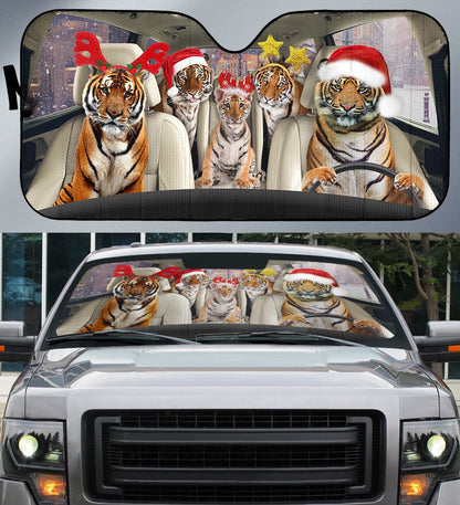 Tiger Family Christmas Auto Car Sunshade