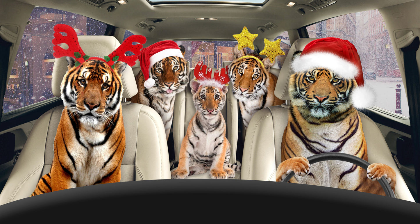Tiger Family Christmas Auto Car Sunshade