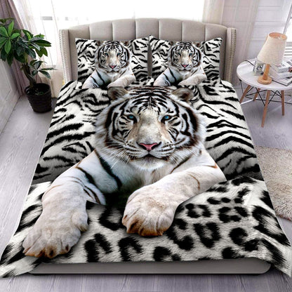 Cool White Tiger Pattern All Over Printed Bedding Set Q250909