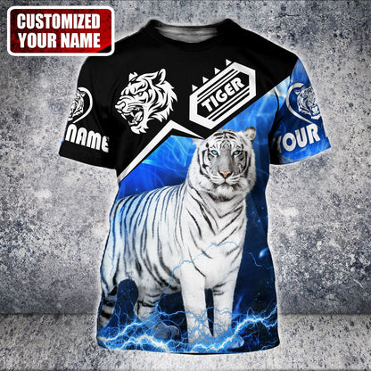 Personalized Name White Tiger All Over Printed Unisex Shirt