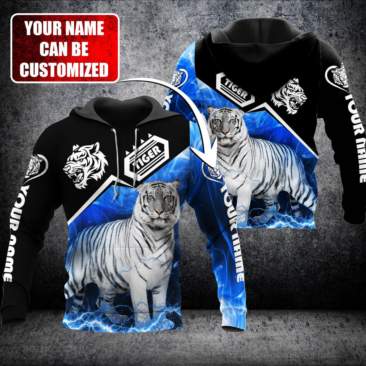 Personalized Name White Tiger All Over Printed Unisex Shirt