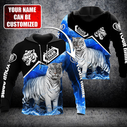 Personalized Name White Tiger All Over Printed Unisex Shirt