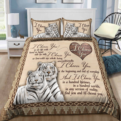 White Tiger Couple All Over Printed Bedding Set