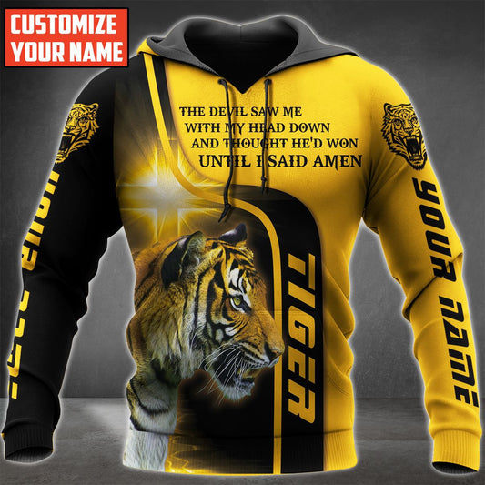 Personalized Name Tiger God Amen All Over Printed Unisex Shirt