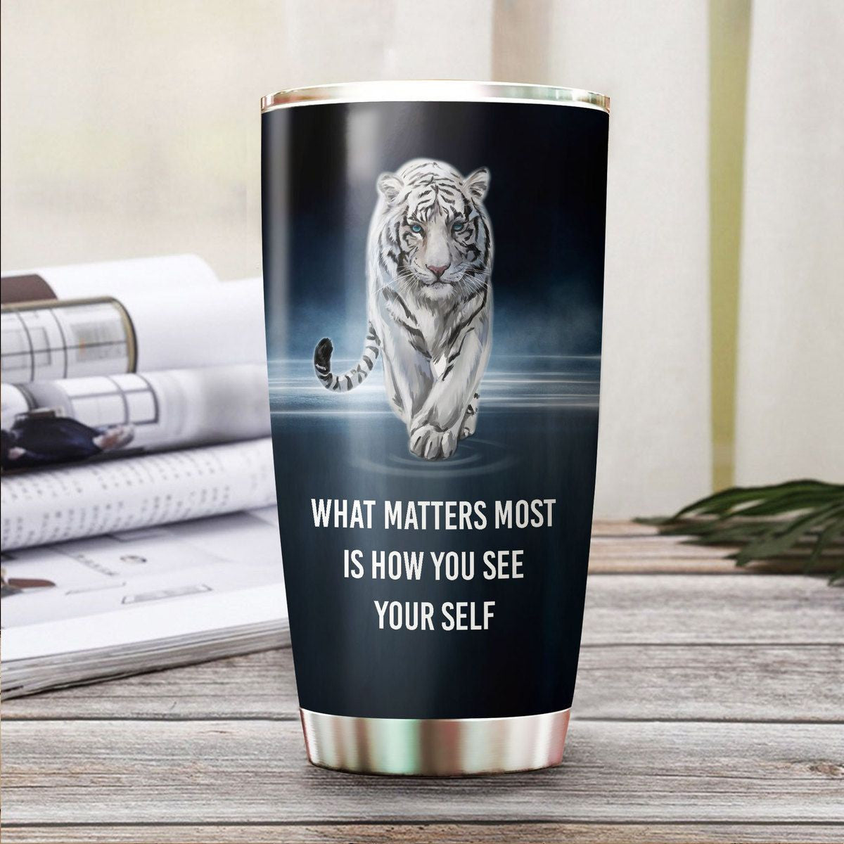 Cat Mirror Tiger Tumbler 20oz 30oz Cup