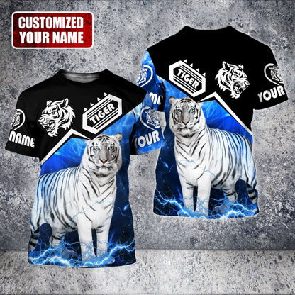 Personalized Name White Tiger All Over Printed Unisex Shirt