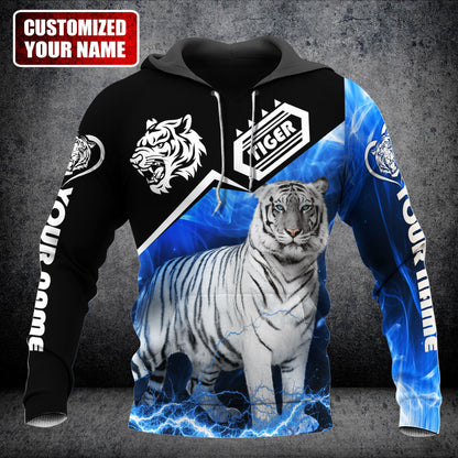 Personalized Name White Tiger All Over Printed Unisex Shirt