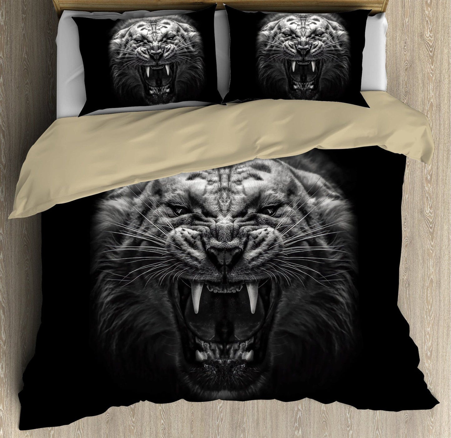 White Tiger Portrait All Over Printed Bedding Set
