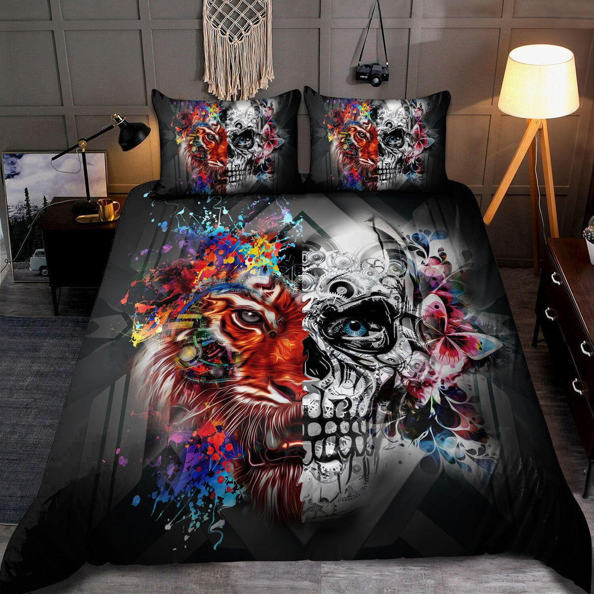 Tiger Skull Art All Over Printed Bedding Set