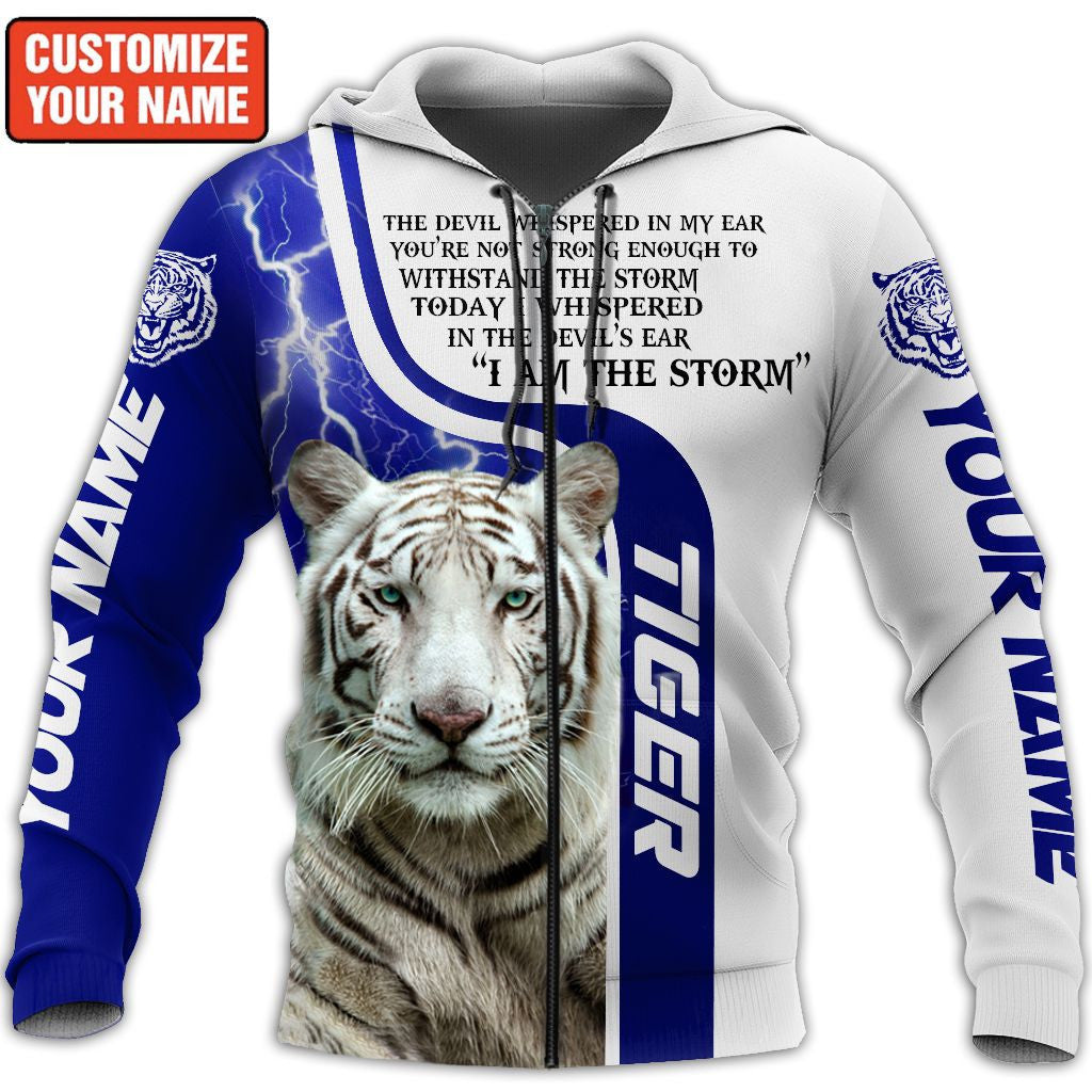 Personalized Name White Tiger I'm The Storm All Over Printed Unisex Shirt