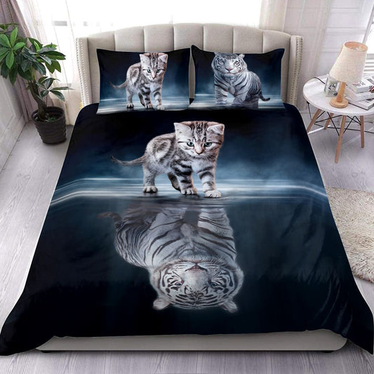 White Tiger Mirror All Over Printed Bedding Set