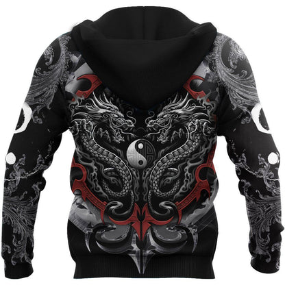 Dragon Tiger Yin And Yang Gothic Art 3D Unisex Shirt