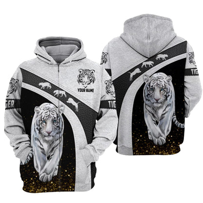 Personalized Name White Tiger Art All Over Printed Unisex Shirt