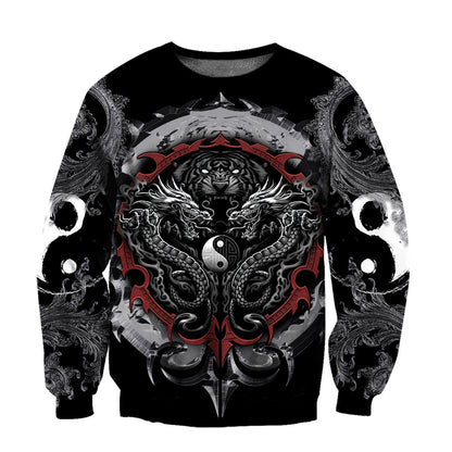 Dragon Tiger Yin And Yang Gothic Art 3D Unisex Shirt