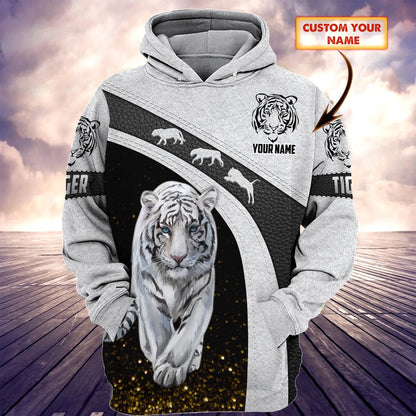 Personalized Name White Tiger Art All Over Printed Unisex Shirt