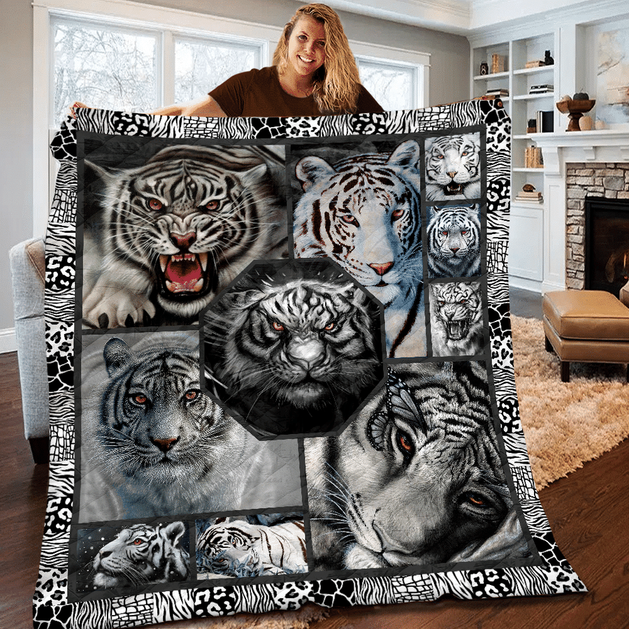 White Tiger Quilt Blanket