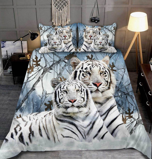 White Tiger Love All Over Printed Bedding Set