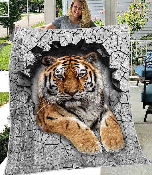 Tiger Wall Fleece Blanket