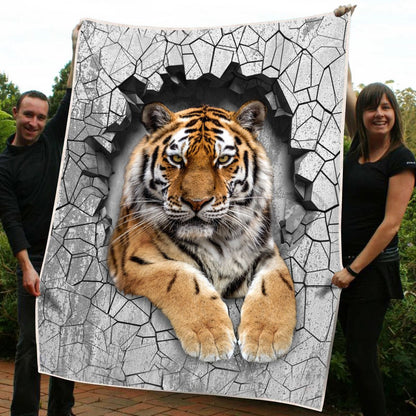 Tiger Wall Fleece Blanket