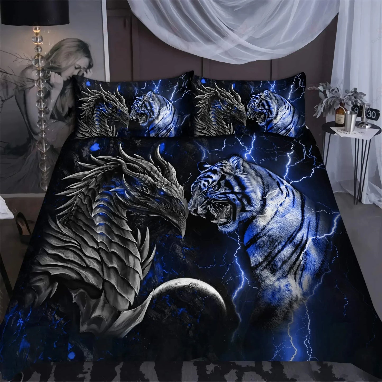 Tiger Vs Dragon All Over Printed Bedding Set