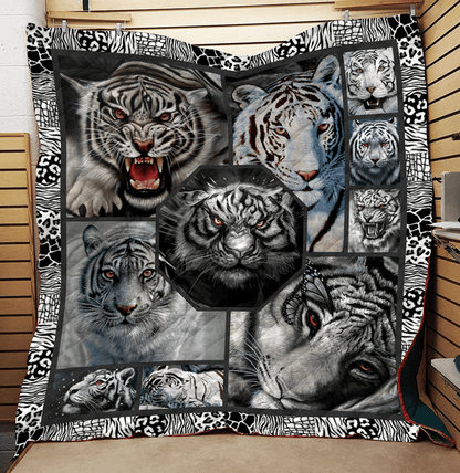 White Tiger Quilt Blanket