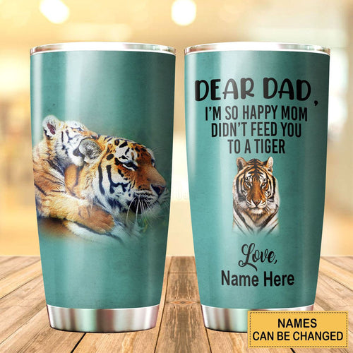Personalized Name Tiger Dad Tumbler 20oz 30oz Cup