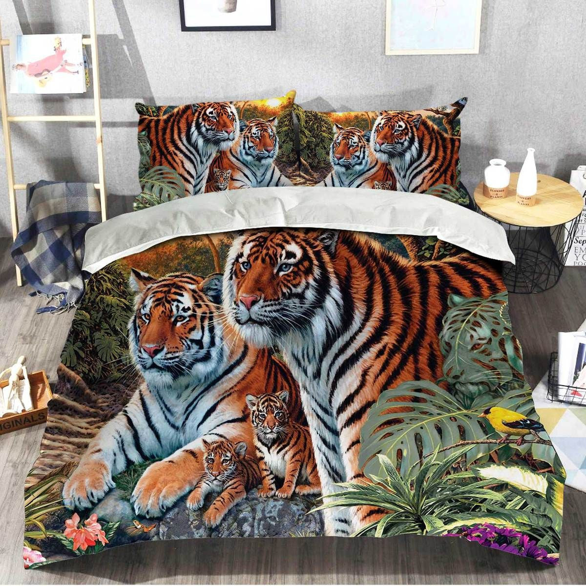 Tiger Family Wildlife All Over Printed Bedding Set