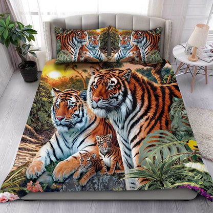 Tiger Family Wildlife All Over Printed Bedding Set