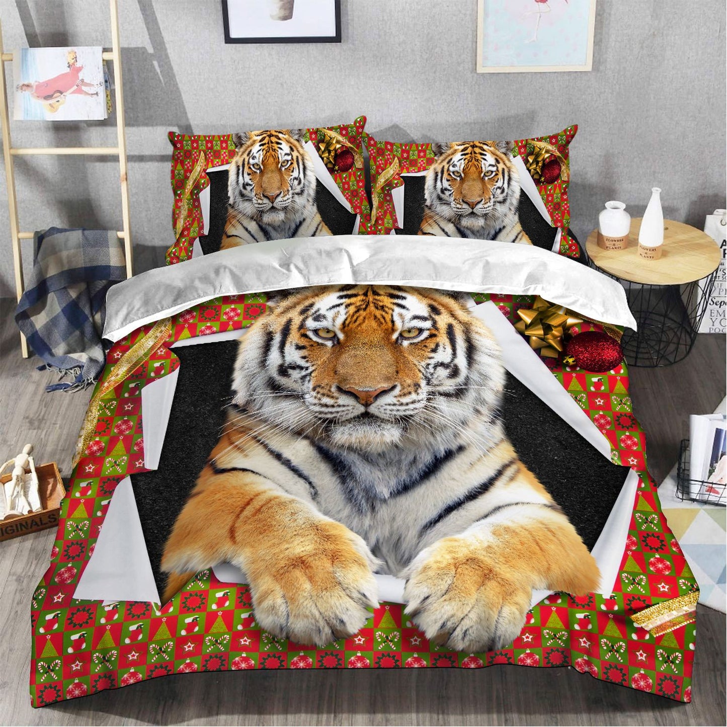 Cool Tiger Christmas Gift All Over Printed Bedding Set