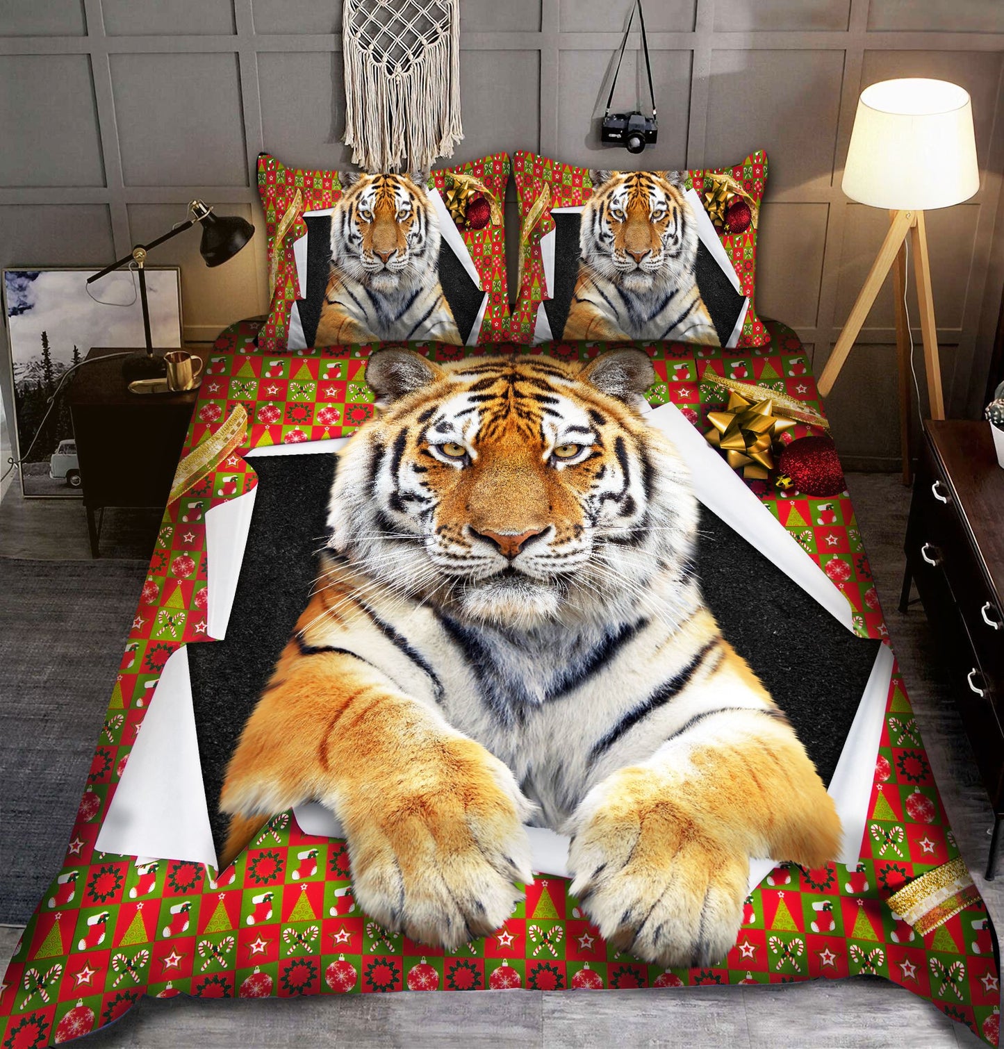 Cool Tiger Christmas Gift All Over Printed Bedding Set