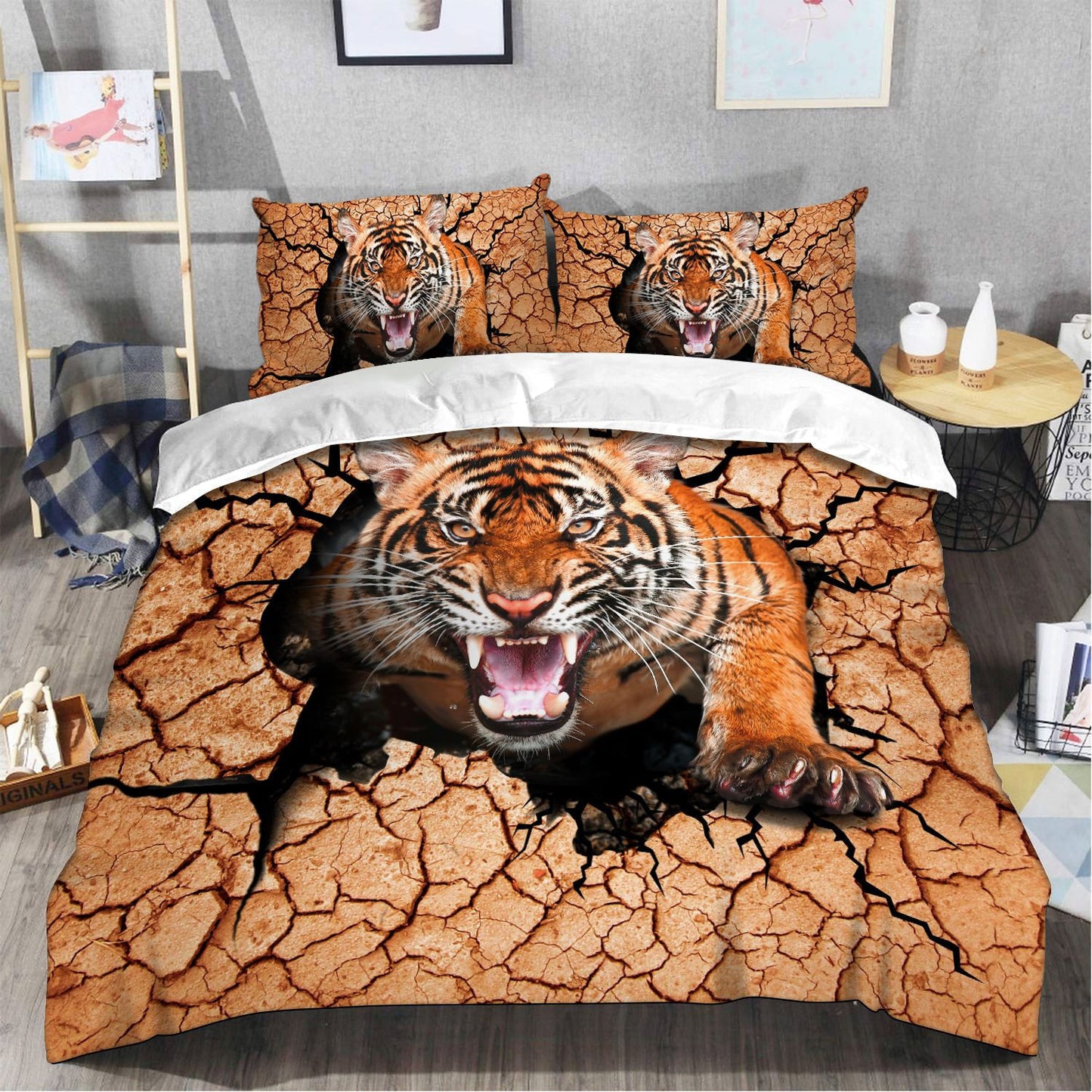 Tiger Angry Art All Over Printed Bedding Set