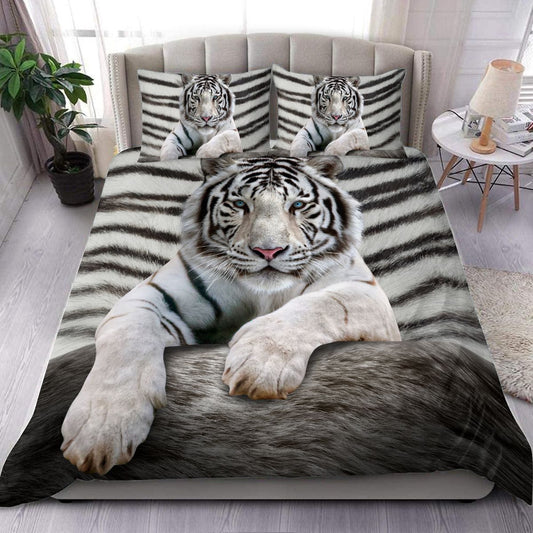 Cool White Tiger All Over Printed Bedding Set