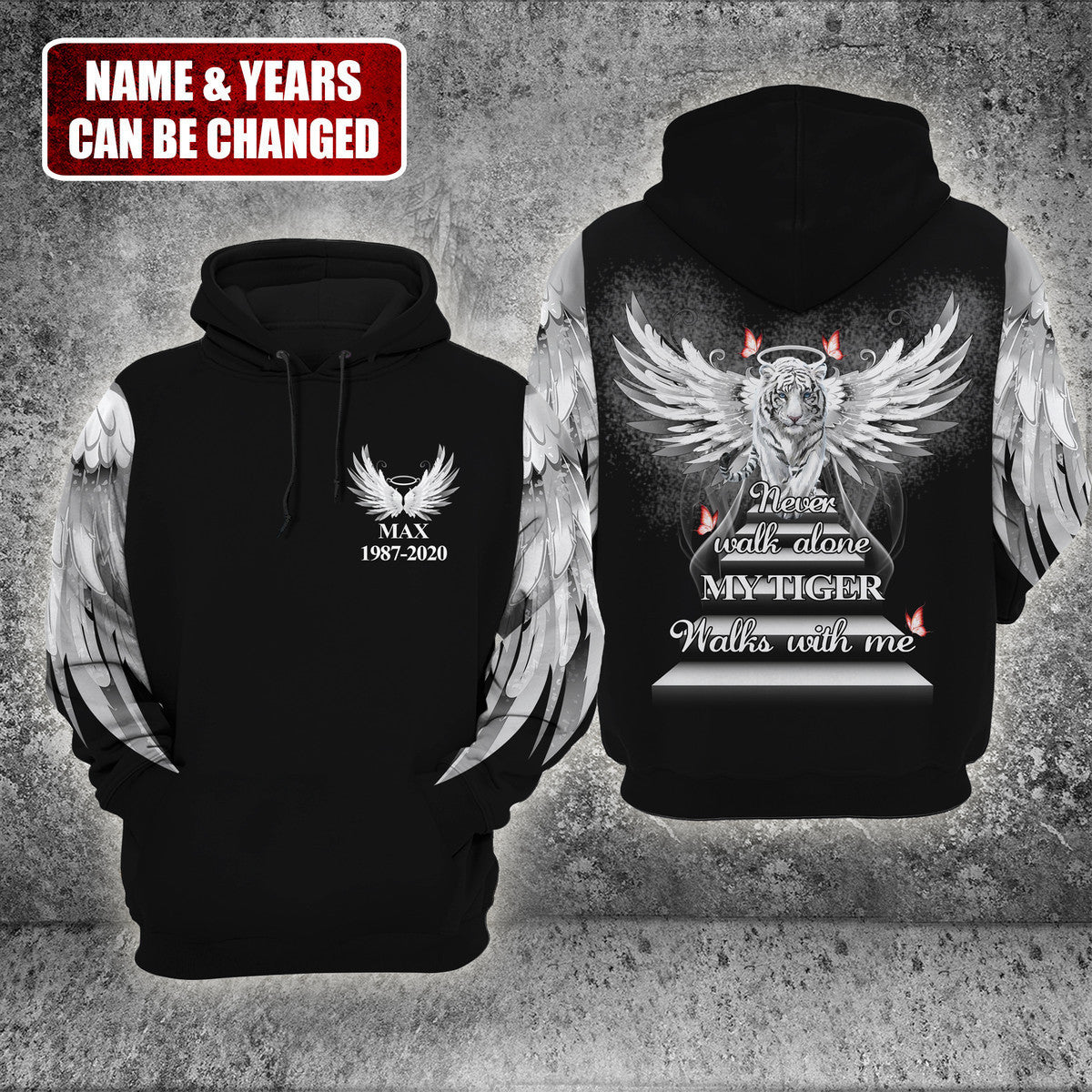Personalized Name White Tiger Angel All Over Printed Unisex Shirt