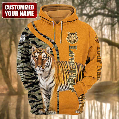 Personalized Name Love Tiger Camo All Over Printed Unisex Shirt