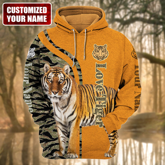 Personalized Name Love Tiger Camo All Over Printed Unisex Shirt