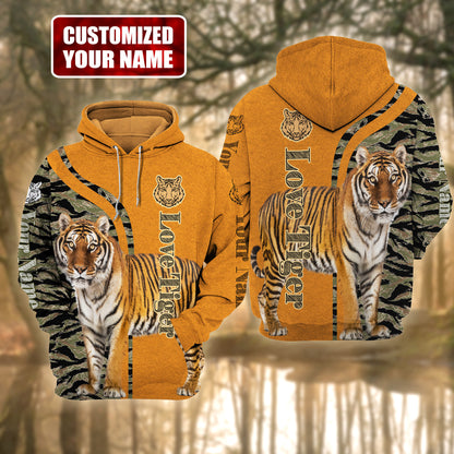 Personalized Name Love Tiger Camo All Over Printed Unisex Shirt