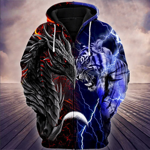 Tiger And Dragon 3D All Over Printed Unisex Shirts