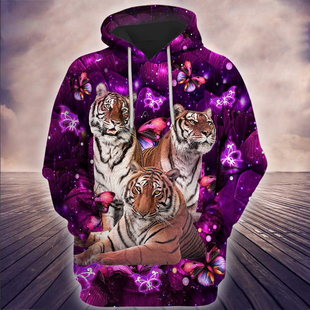 Tiger Purple Flower 3D All Over Printed Unisex Shirt Q181201
