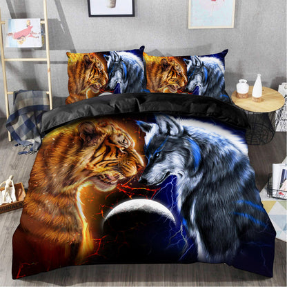Tiger And Wolf All Over Printed Bedding Set
