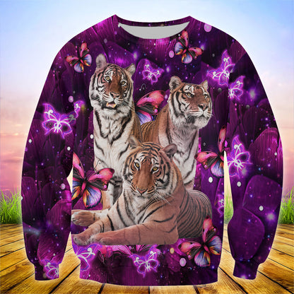 Tiger Purple Flower 3D All Over Printed Unisex Shirt Q181201