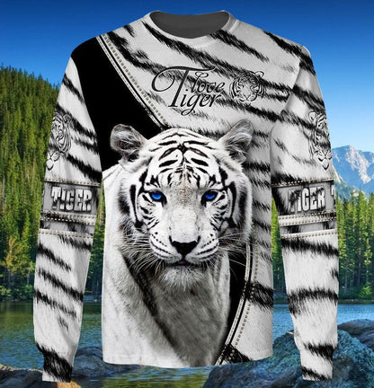 Love White Tiger All Over Printed Unisex Shirt