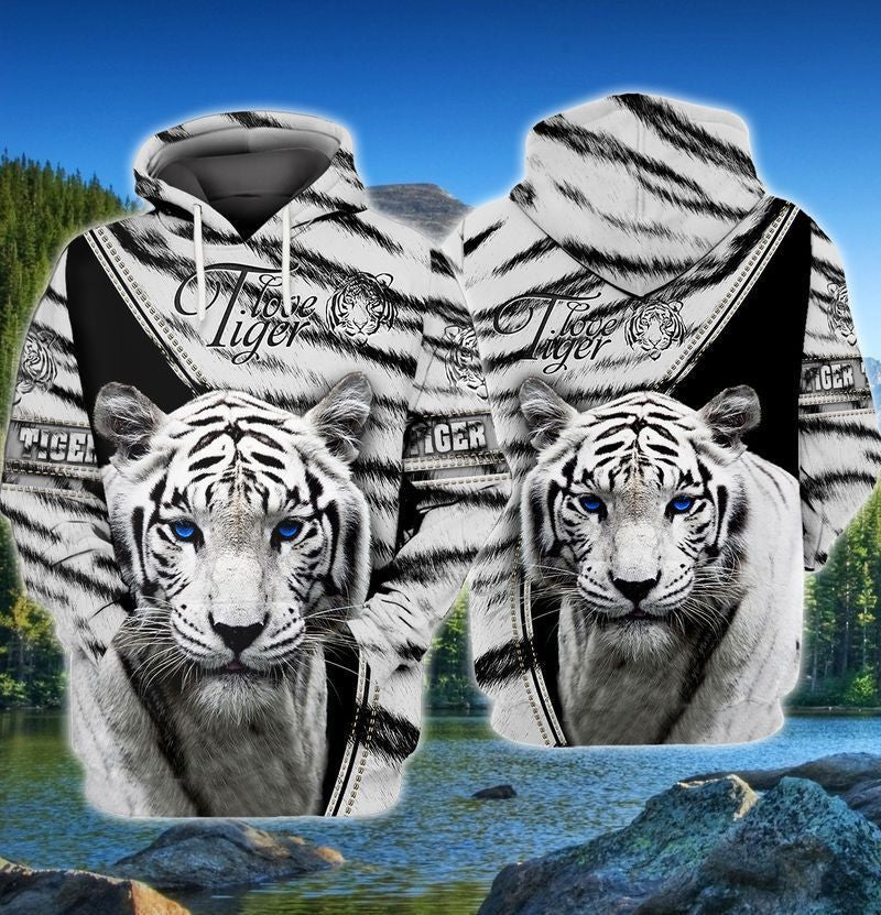 Love White Tiger All Over Printed Unisex Shirt