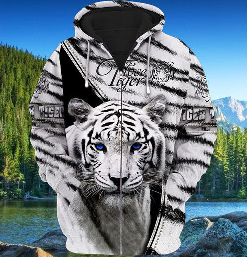 Love White Tiger All Over Printed Unisex Shirt