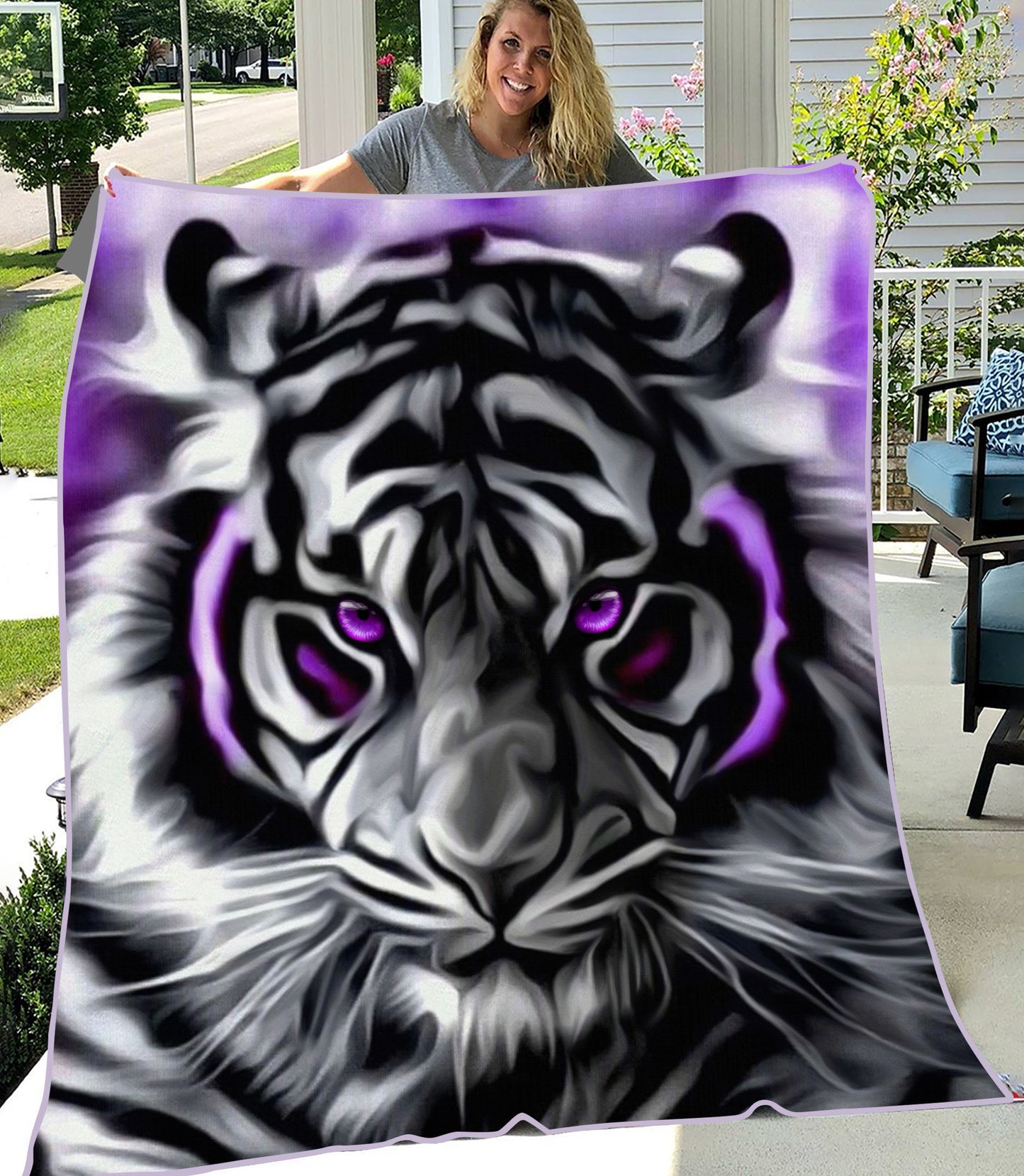 Cool White Tiger Art Fleece Blanket