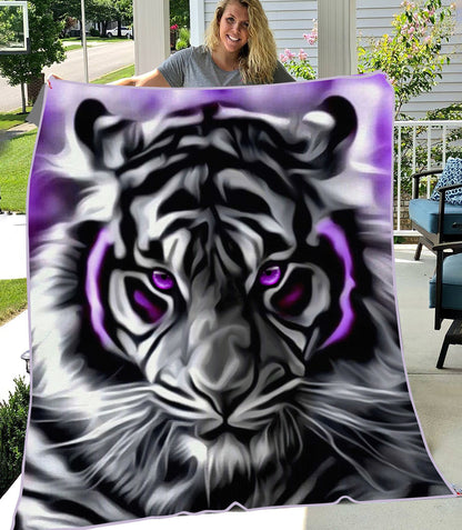 Cool White Tiger Art Fleece Blanket