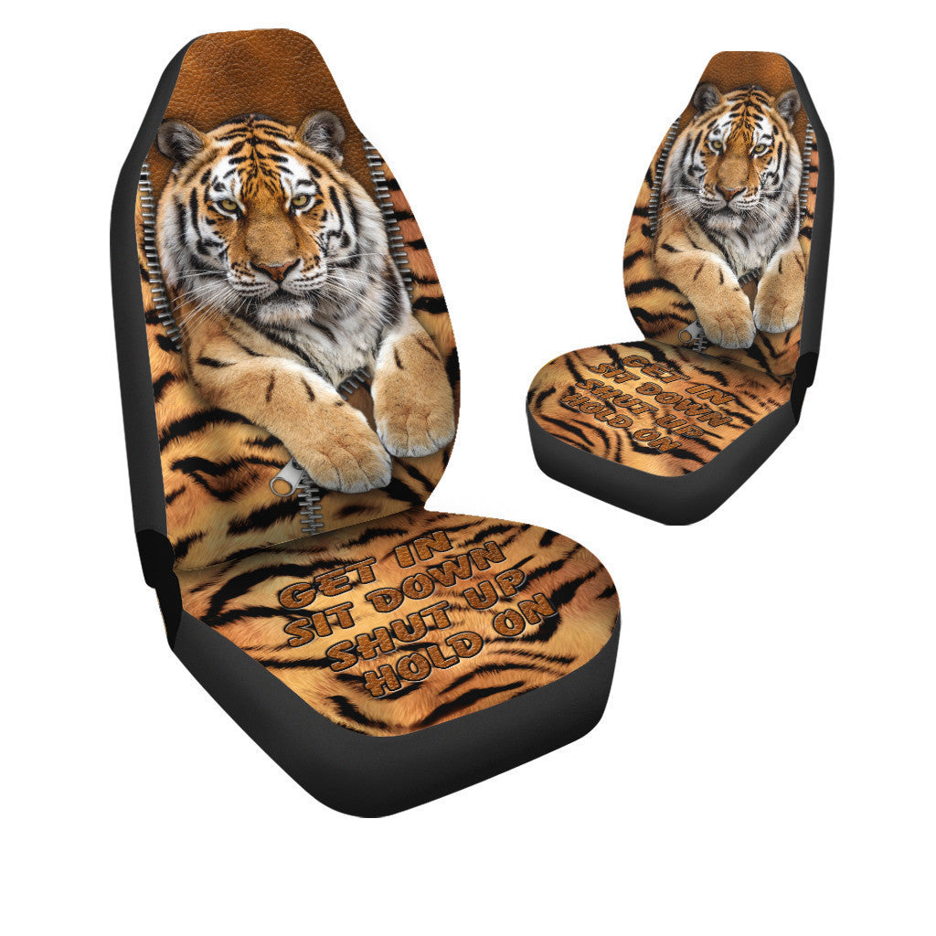 Cool Tiger Pattern Hold on Funny Car Seat Covers Universal Fit Set 2