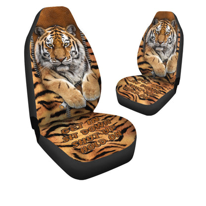 Cool Tiger Pattern Hold on Funny Car Seat Covers Universal Fit Set 2