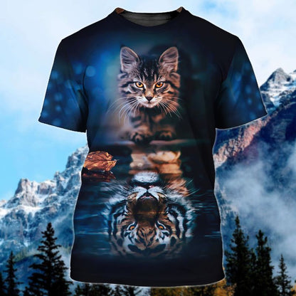 Cat Tiger Mirror All Over Printed Unisex Shirt