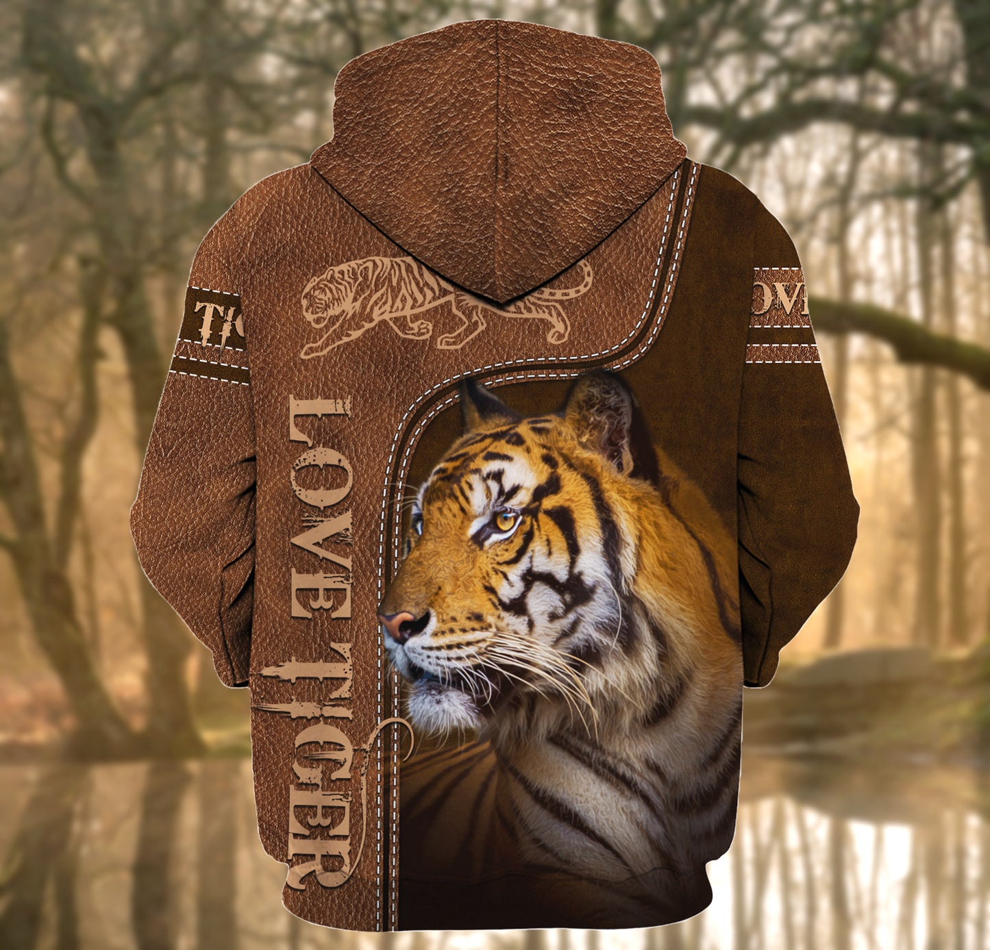 Love Tiger Leather Pattern All Over Printed Unisex Shirt Q241208